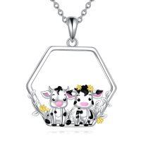 wholesale 925 Sterling Silver Cow Pendant Necklaces for Women Girls s-Cow