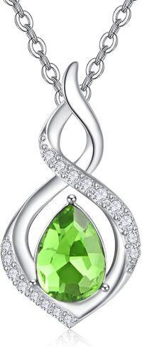 wholesale 925 Sterling Silver Infinity Birthstone Necklace for Women Mom Wife Mother s Day Gift-08 Aug