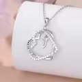 TOUPOP 925 Sterling Silver Heart Initial Double Heart Pendant Necklace Birthday Christmas Gifts For Women-0-3