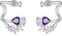 wholesale 925 Sterling Silver Scottish Thistle Stud Earrings for Women Purple Flower Jewelry-Scottish Thistle