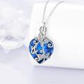 wholesale 925 Sterling Silver Blue Crystal Heart Locket with Dragonflies and Scrollwork Pendant Necklace for Women-0-2