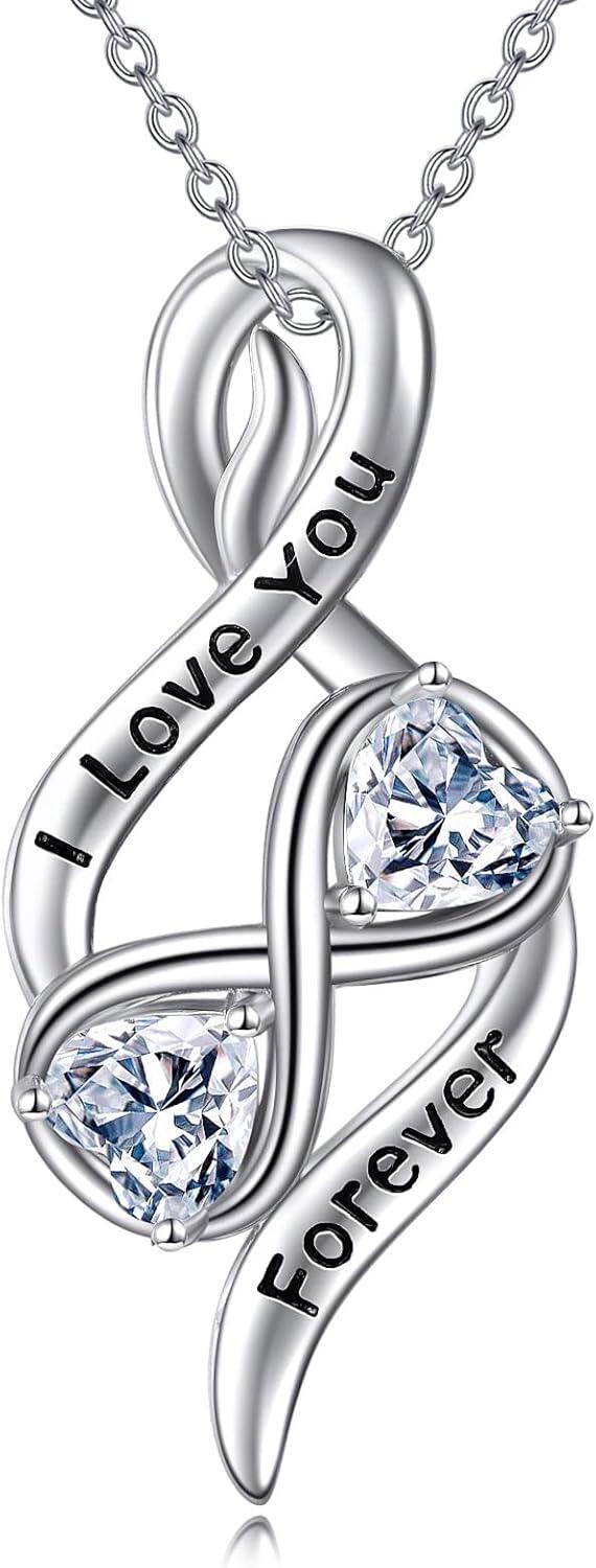 wholesale 925 Sterling Silver I Love You Forever Heart Infinity Pendant Necklace s for Women-0-0
