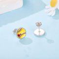 wholesale 925 Sterling Silver Yellow Baseball Heart Stud Earrings for Sports Lovers-0-1