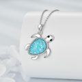 wholesale 925 Sterling Silver Turtle Blue Stone Pendant Necklace-0-1