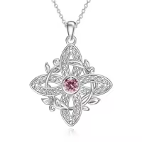 wholesale 925 Sterling Silver Birthstone Witches Knot Pendant Necklace-October