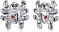 wholesale 925 Sterling Silver Gothic Halloween Voodoo Doll Heart Stud Earrings for Women-0-0