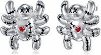 wholesale 925 Sterling Silver Gothic Halloween Voodoo Doll Heart Stud Earrings for Women-03-Voodoo Spider
