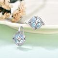 wholesale 925 Sterling Silver Compass Star Drop Earrings with Blue Opal Stone and White Gold Plated Accents-0-2