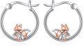 wholesale 925 Sterling Silver Fox Hoop Earrings - Cute Animal  for Her-0-0