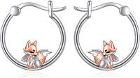 wholesale 925 Sterling Silver Fox Hoop Earrings - Cute Animal  for Her-fox earrings