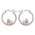 wholesale 925 Sterling Silver Hoop Earrings Wholesale With Cute Fox Charm-0-0