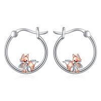 wholesale 925 Sterling Silver Hoop Earrings Wholesale With Cute Fox Charm-fox earrings