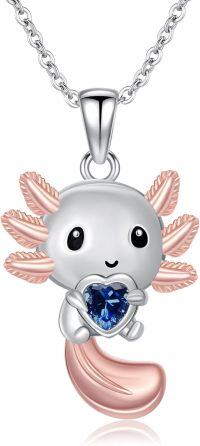 wholesale Sterling Silver 12 Month Birthstones Animals Necklace for Women Daughter (Axolotl Cow Pig Cat) Birthday Christmas Graduation Gift-01-09-Axolotl-Sept.-01-09-Axolotl-Sept.
