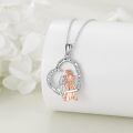 wholesale 925 Sterling Silver Heart Pendant with Mother and Daughter Design - Always my mom forever my friend Family Jewelry for Women-0-1