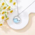 wholesale 925 Sterling Silver Larimar and Cubic Zirconia Ocean Wave Pendant Necklace-0-2