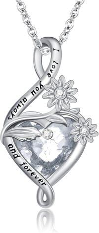 wholesale 925 Sterling Silver Birthstone Birth Flower Necklace Pendant Jewelry-April-Daisy