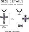 wholesale 925 Sterling Silver Purple Stone Celtic Cross Pendant Necklace for Women-0-4