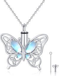 wholesale 925 Sterling Silver Moonstone Celtic Knot Butterfly Cremation Pendant with Funnel and Fill Tool - Irish Memorial Keepsake Jewelry-C-Moonstone Necklace