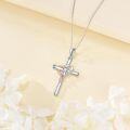 wholesale 925 Sterling Silver Infinity Heart and Cross Pendant Necklace with Cubic Zirconia Stones for Women Girls 45cm Chain Length -0-5