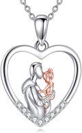 wholesale 925 Sterling Silver Heart Pendant with Mother and Child Design - Family Love Jewelry for Women Girls Gifts-0-0