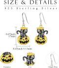 wholesale 925 Sterling Silver Hypoallergenic Cute Black Cat on Jack-o'-Lantern Halloween Earrings for Women and Girls-0-2