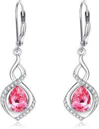 wholesale 925 Sterling Silver Infinity Birthstone Dangle Earrings for Women-07 Jul