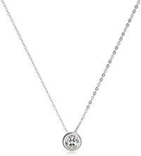 wholesale 925 Sterling Silver CZ Solitaire Pendant Chain Necklace for Women & Girls-April - Clear