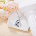 wholesale 925 Sterling Silver Heart-Shaped Red and Blue Bird Pendant Necklace - I Love You Forever Memory Keepsake s for Women-0-2