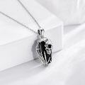wholesale 925 Sterling Silver Black Onyx Skull Hand Coffin Moon Pendant Gothic Necklace for Women-0-4