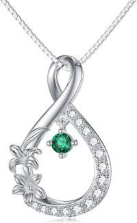 wholesale TOUPOP Birth Flower Necklace May Birth Flower Necklaces 925 Sterling Silver Dainty Floral Pendant Necklaces Infinity Birth Month Flower Jewelry Gifts For Women Her Birthday Anniversary -undefined