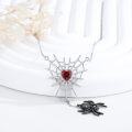 wholesale 925 Sterling Silver Red Heart Spider Web Pendant Necklaces Gothic Punk Style Gifts for Her-0-4