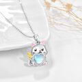wholesale 925 Sterling Silver Heart-Shaped Moonstone Cat Pendant Necklace with Pink Ears and Gold Wings for Women Girls -0-1