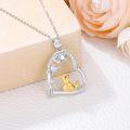 wholesale 925 Sterling Silver Duck in Heart Shape Pendant Necklace with Cubic Zirconia Stones - Cute  for Women Girlfriends Moms-0-2