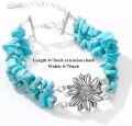 wholesale 925 Sterling Silver Turquoise Beaded Sunflower Charm Bracelet for Women Bohemian Style Handmade  7-8 Adjustable Length-0-4