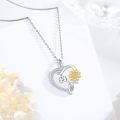 wholesale Sterling Silver Sunflower Heart Pendant Necklace for Women Girlfriend Sister 18th 15th 16th 21st th 80th Birthday Christmas Anniversary Jewelry Gift-0-2