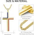 wholesale 925 Sterling Silver Plated Gold  American Flag Cross Pendant with 3MM Cuban Link Chain - USA Jewelry for Men Women (24+2 Extender)-0-4