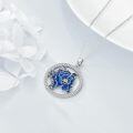 wholesale 925 Sterling Silver Blue Enamel Rose Pendant Necklace for Women Girls Mothers Day Gifts-0-2