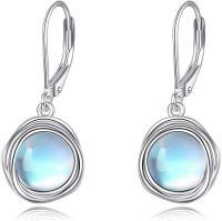 wholesale Sterling Silver Lapis Turquoise Larimar Opal Black Pearl Dangle Earrings-Moonstone earrings