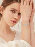 wholesale 925 Sterling Silver Lotus Flower Bracelet With Blue Gemstone Accents-0-2