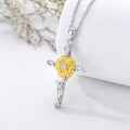 TOUPOP Sterling Silver Sunflower Pendant Necklace For Women-0-3