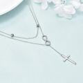 wholesale 925 Sterling Silver Infinity Cross Lariat Layered Necklace Christmas Gift for Women-0-1