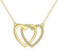 wholesale 10K Golden Cubic Zirconia Double Heart Pendant Necklace for Women-0-0