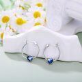 wholesale 925 Sterling Silver Blue Crystal Butterfly Hoop Earrings 20mm Austrian-0-2