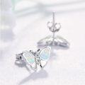 wholesale 925 Sterling Silver White Fire Opal Butterfly Moon Stud Earrings for Women Gifts-0-1