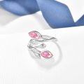 wholesale 925 Sterling Silver Leaf Ring with Birthstone Adjustable Wrap Promise Engagement Wedding Rings for Women-0-59