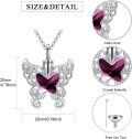 wholesale 925 Sterling Silver Butterfly Heart Purple Crystal Keepsake Pendant Urn Necklace w/Filler Kit-0-1