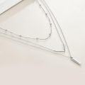 wholesale 925 Sterling Silver Boho Layered Necklace with Triangle and Vertical Bar Pendants Christmas s for Women-0-2