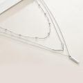 wholesale 925 Sterling Silver Boho Layered Necklace with Triangle and Vertical Bar Pendants Christmas s for Women-0-2
