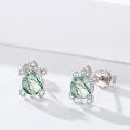 wholesale 925 Sterling Silver Green Agate Sea Turtle Stud Earrings Hypoallergenic Ocean Jewelry-0-1