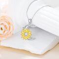 wholesale 925 Sterling Silver Sunflower Birthstone Necklace for Women - 0.86 Moon Pendant - 18+2 Chain - Gift Box-0-1
